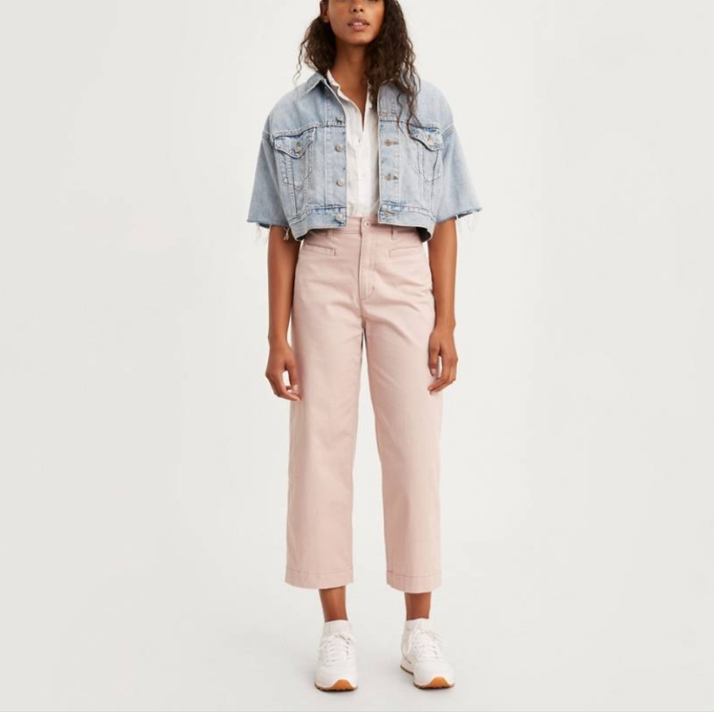 Levi's Ribcage Wide Leg Crop pink jeans size 31